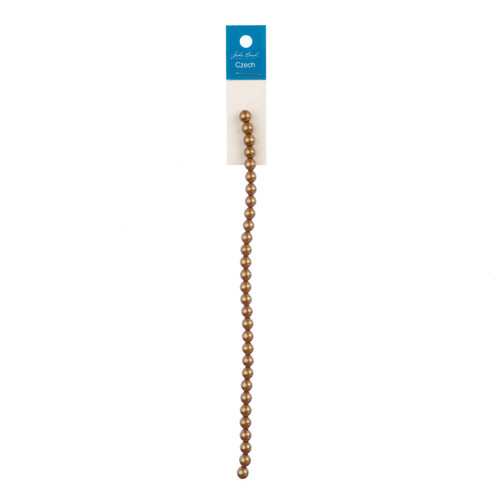3 Pack - John Bead Czech Glass Imitation Pearls 8" Strand 6mm 30/Pkg-Iridescent Sandy Brown - 5A003QNW-1HLXD - 665772212237