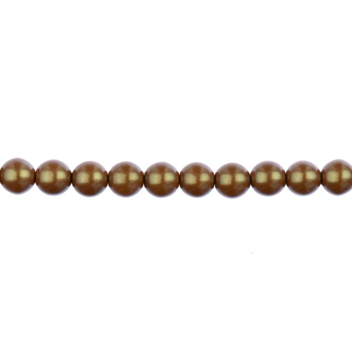 3 Pack - John Bead Czech Glass Imitation Pearls 8" Strand 6mm 30/Pkg-Iridescent Sandy Brown - 5A003QNW-1HLXD
