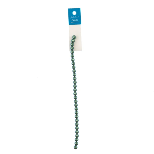 3 Pack - John Bead Czech Glass Imitation Pearls 8" Strand 6mm 30/Pkg-Iridescent Green - 5A003QGS-1HLXF - 665772212107