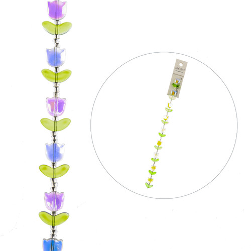 3 Pack - John Bead Crystal Lane DIY Flower Bead Strand 7" 9/Pkg-Tulip Crystal AB - 5A003QFS-1HM27