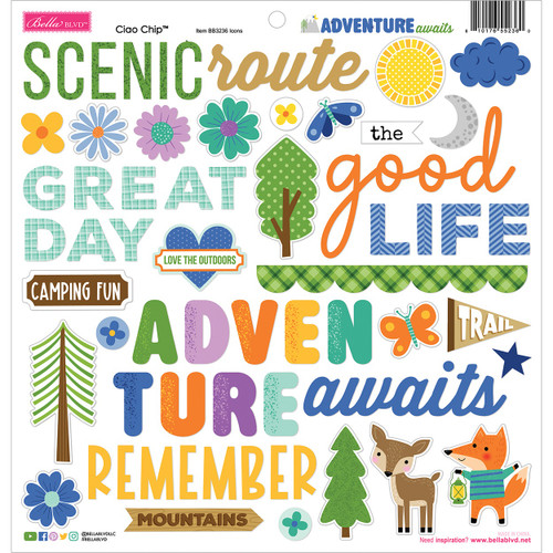 6 Pack - Bella Blvd Ciao Chipboard Icon Stickers-Adventure Awaits - 5A003RJG-1HN7F - 810176552360