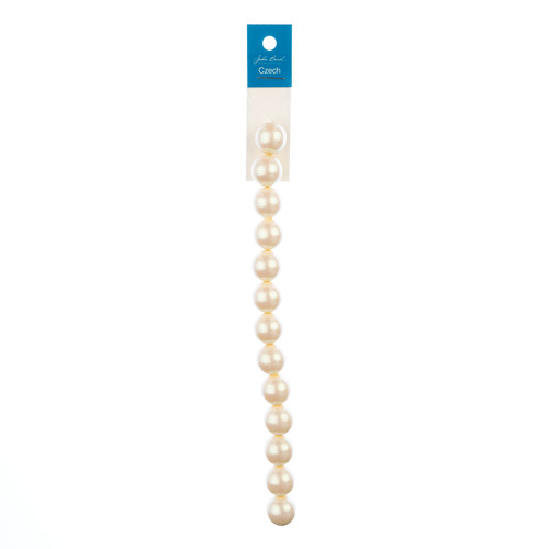 3 Pack - John Bead Czech Glass Imitation Pearls 8" Strand 14mm 13/Pkg-Iridescent Light Cream - 5A003QJ9-1HM2Q - 665772212527