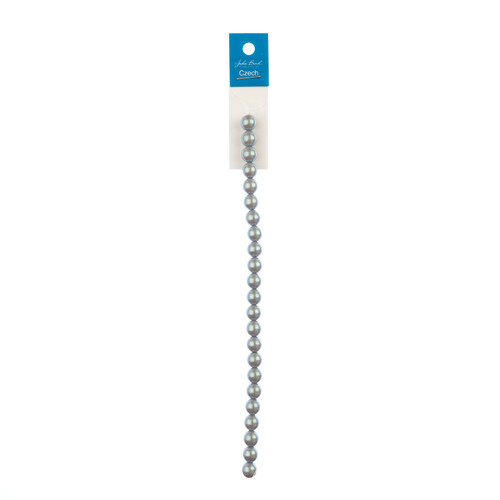 3 Pack - John Bead Czech Glass Imitation Pearls 8" Strand 8mm 23/Pkg-Iridescent Grey - 5A003QPL-1HLWD - 665772212275