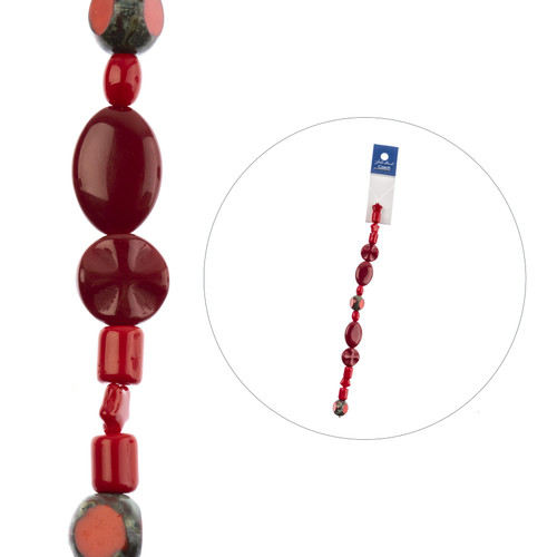 3 Pack - John Bead Czech Glass Beads Strand 7"-Rose are Red - 5A003QFP-1HLXX