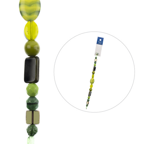 3 Pack - John Bead Czech Assorted Glass Beads Strand 7"-Greens Eucalyptus - 5A003QFM-1HLSF