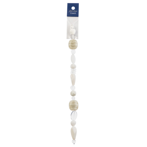 3 Pack - John Bead Czech Glass Beads Strand 7"-White & Crystal Snow & Ice - 5A003QQ2-1HLT2 - 665772272422
