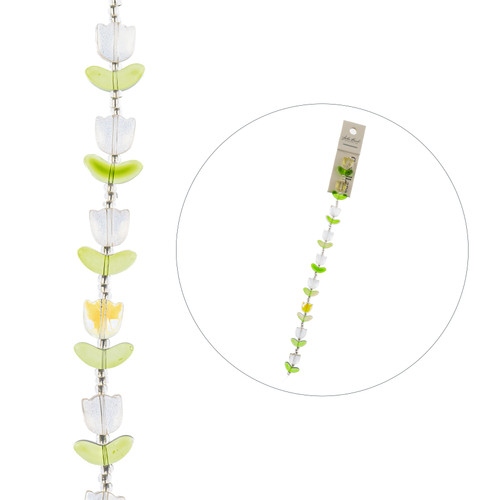 3 Pack - John Bead Crystal Lane DIY Flower Bead Strand 7" 9/Pkg-Tulip Crystal w/Gold - 5A003QN7-1HLNR