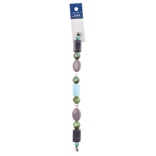 3 Pack - John Bead Czech Glass Beads Strand 7"-Purple & Mint Spring Magnolia - 5A003QHZ-1HLY2 - 665772272545
