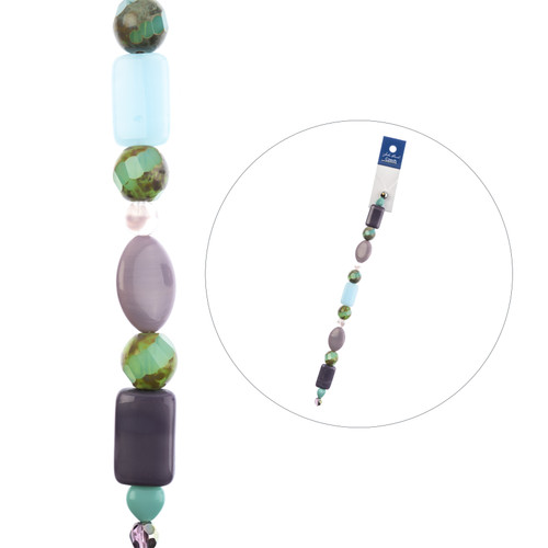 3 Pack - John Bead Czech Glass Beads Strand 7"-Purple & Mint Spring Magnolia - 5A003QHZ-1HLY2