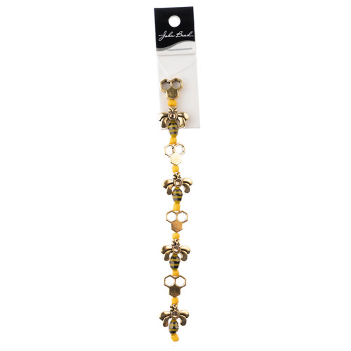 3 Pack - John Bead Bead Strand Honeycomb and Bees 5"-Yellow & Black, Antique Gold - 5A003QHC-1HLPL - 665772231337