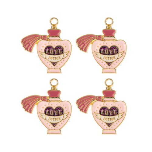 3 Pack - John Bead Sweet & Petite Charms 4/Pkg-Perfume Bottle Pink - 5A003LZ2-1HH79