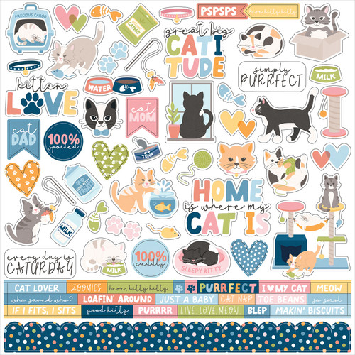 15 Pack - Echo Park Elements Cardstock Stickers 12"X12"-Cat Lover - 5A003QSR-1HM7K - 810208646906
