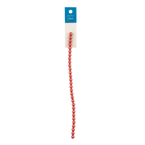 3 Pack - John Bead Czech Glass Imitation Pearls 8" Strand 6mm 30/Pkg-Iridescent Coral - 5A003QNW-1HLQT - 665772212145