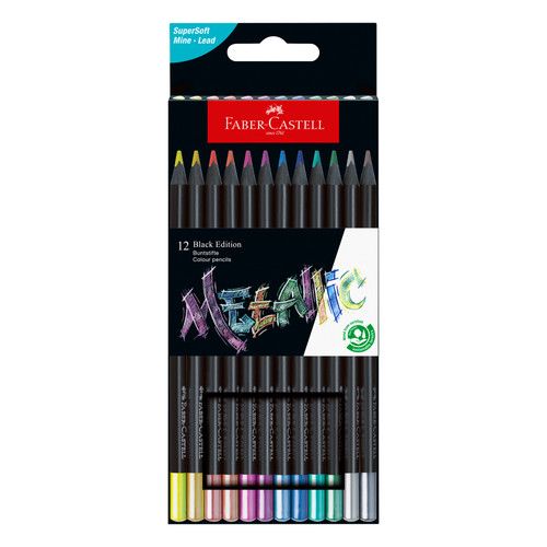 5 Pack - Faber-Castell Black Edition Color Pencils 12/Pkg-12 ct Metallics - 5A003JDW-1GKZ2 - 4005401164159
