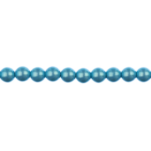 3 Pack - John Bead Czech Glass Imitation Pearls 8" Strand 6mm 30/Pkg-Iridescent Aqua - 5A003QNW-1HLZK