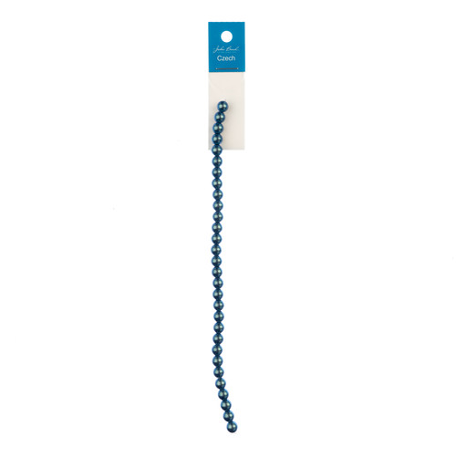 3 Pack - John Bead Czech Glass Imitation Pearls 8" Strand 6mm 30/Pkg-Iridescent Petrol Blue - 5A003QGS-1HLVH - 665772212183