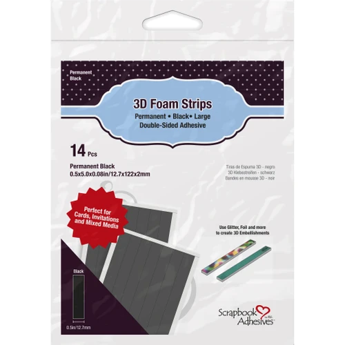 10 Pack - Scrapbook Adhesives 3D Foam Strips 14/Pkg-Permanent, Black 1/2" W - 5A003KLX-1HG29 - 093616014097