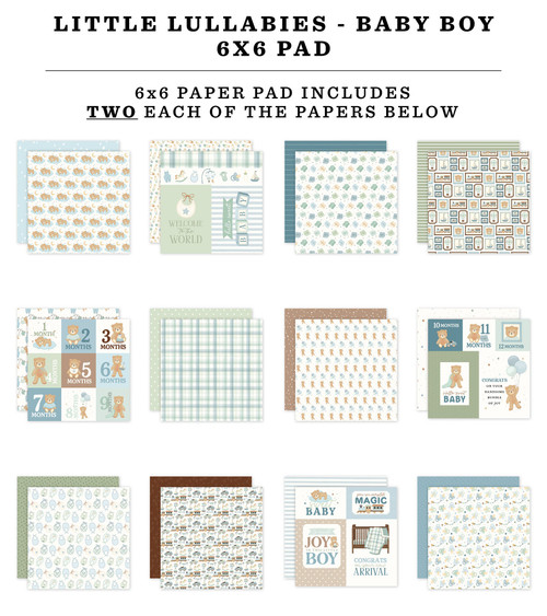 6 Pack - Carta Bella Double-Sided Paper Pad 6"X6"-Little Lullabies - Baby Boy - 5A003HFQ-1HCML