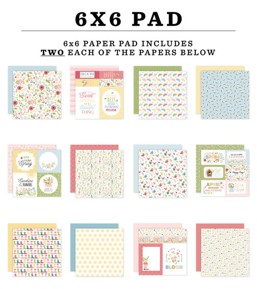 6 Pack - Echo Park Double-Sided Paper Pad 6"X6"-In Full Bloom - 5A003HF6-1HCM1