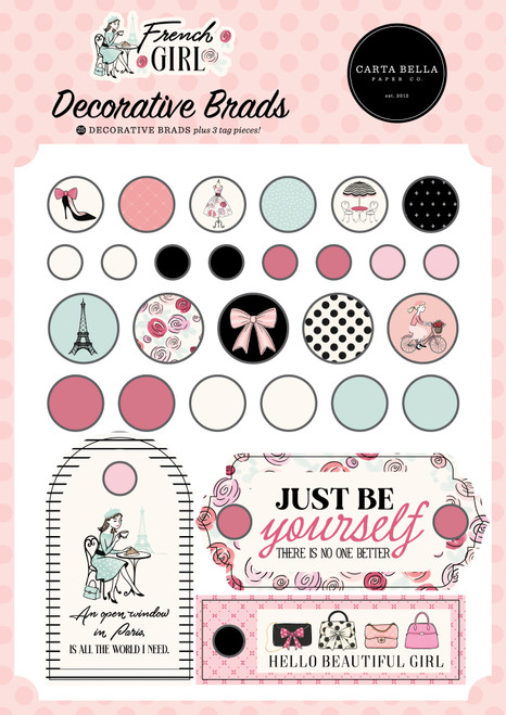 6 Pack - Carta Bella Decorative Brads-French Girl - 5A003HLY-1HCWD - 810192598908