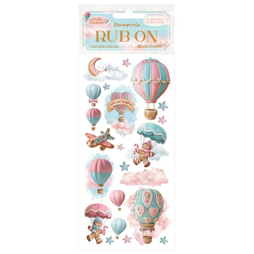 6 Pack - Stamperia Rub-On 4"X8.5"-Candy Christmas Air Balloons - 5A0032XD-1H4L4 - 5993110045434