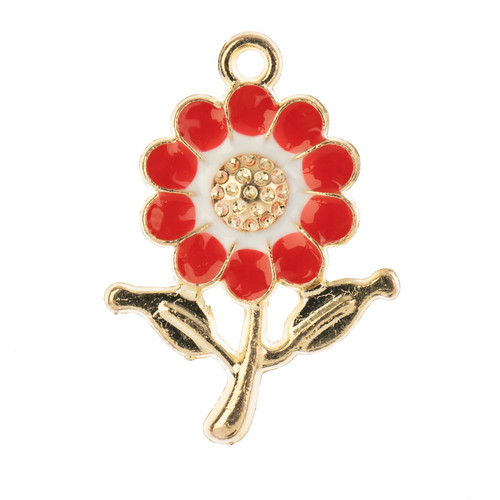 3 Pack - John Bead Sweet & Petite Charms 8/Pkg-Daisy Red - 5A003M1Z-1HH3G