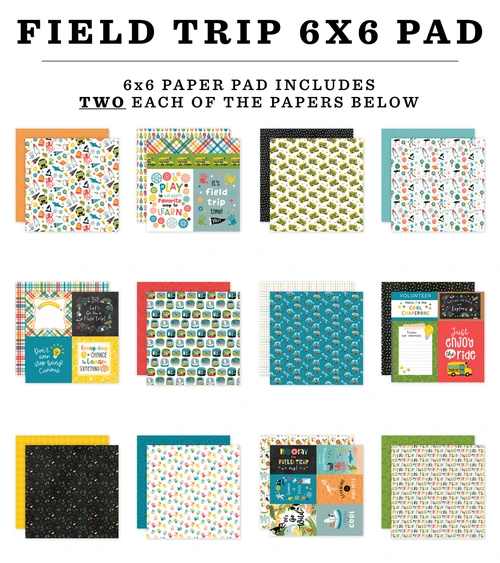 6 Pack - Echo Park Double-Sided Paper Pad 6"X6"-Field Trip - 5A003D1P-1H9B9
