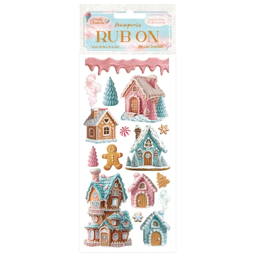 6 Pack - Stamperia Rub-On 4"X8.5"-Candy Christmas Marzipan Houses - 5A0032VH-1H4LL - 5993110045472