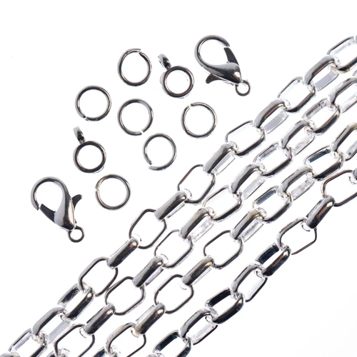 3 Pack - John Bead Chain and Findings Set Oval Cable Chain 36"-Silver - 5A003LYZ-1HH46