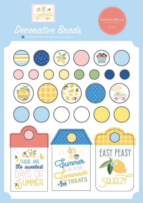 6 Pack - Carta Bella Decorative Brads-Lemonade - 5A003HWV-1HD0K - 810208641178