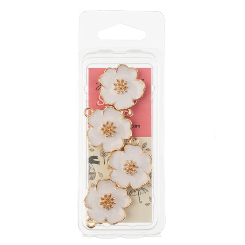 3 Pack - John Bead Sweet & Petite Charms 4/Pkg-White Flower - 5A003LYG-1HH64 - 665772322523