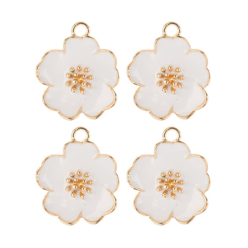 3 Pack - John Bead Sweet & Petite Charms 4/Pkg-White Flower - 5A003LYG-1HH64