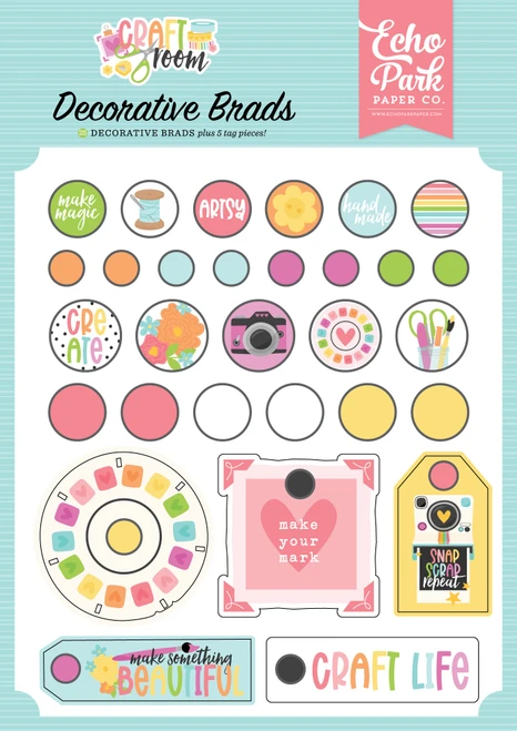 6 Pack - Echo Park Decorative Brads-Craft Room - 5A003HRB-1HCTY - 810192598748