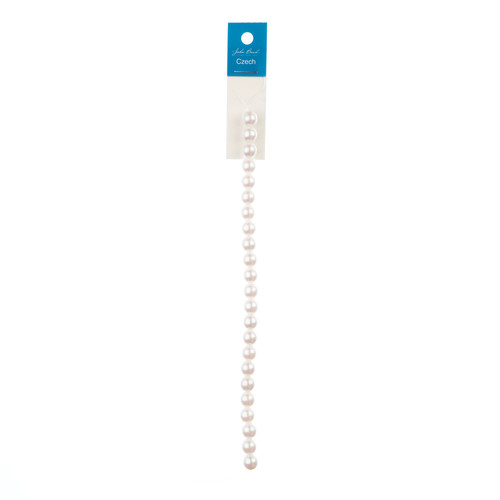 3 Pack - John Bead Czech Glass Imitation Pearls 8" Strand 8mm 23/Pkg-Iridescent White - 5A003QLD-1HLWF - 665772212244