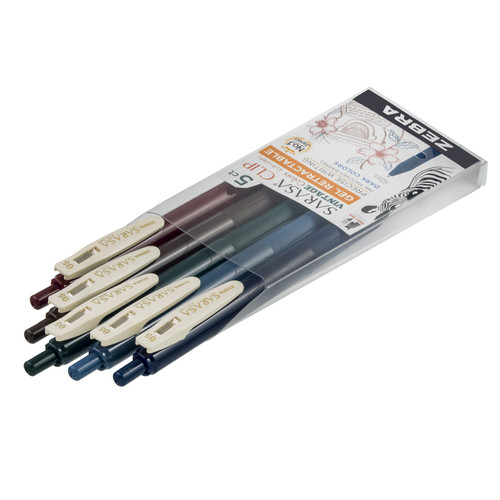 6 Pack - Zebra Sarasa Clip Vintage Gel Retractable Pen 5/Pkg-Dark - 5A003GCQ-1HB9Q