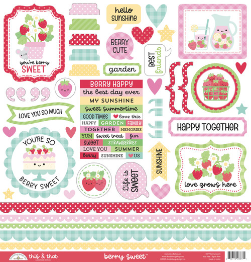 6 Pack - Doodlebug This & That Cardstock Stickers-Berry Sweet - 5A00311Y-1H2KP - 842715088771