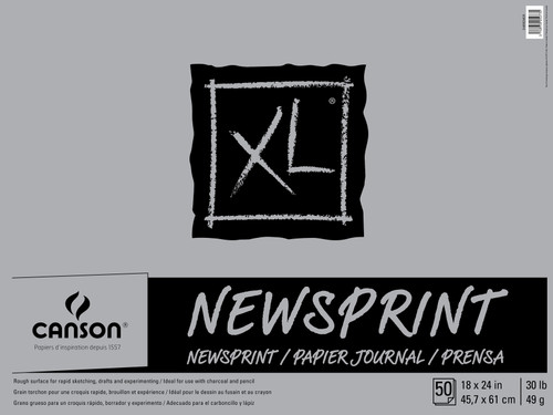 4 Pack - Canson XL Newsprint Pad 18"X24"-Tape Bound, 50 Sheets - 5A002ZWG-1H1FG - 3148950052735