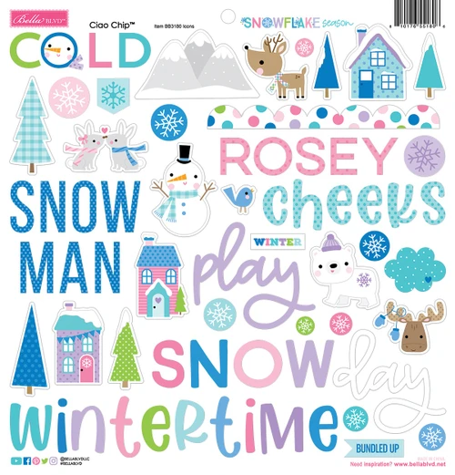 6 Pack - Bella Blvd Ciao Chipboard Stickers 12"X12"-Icons, Snowflake Season - 5A003HBQ-1HCLD - 810176551806