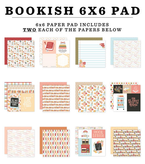 6 Pack - Echo Park Double-Sided Paper Pad 6"X6"-Bookish - 5A003401-1H5QN