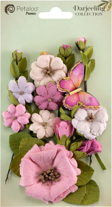 6 Pack - Little Birdie Handmade Sierra Flowers 15/Pkg-Vintage Pink - LBSIERRA-98233 - 726465506405