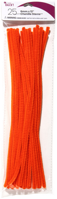 12 Pack - CousinDIY Chenille Stems 6mmx12" 25/Pkg-Orange - A50026N5-00477 - 191648093971