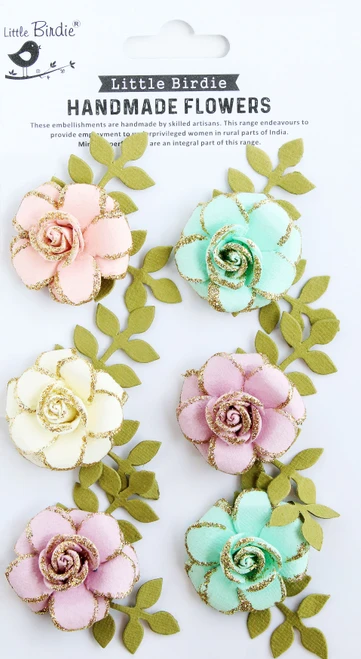 6 Pack - Little Birdie Pixie Rose Paper Flowers 6/Pkg-Fairy Garden - CR93000 - 8903236754537