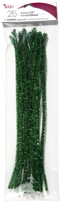 12 Pack - CousinDIY Tinsel Stems 6mmx12" 25/Pkg-Green - TNSLSTM-00894 - 191648096804
