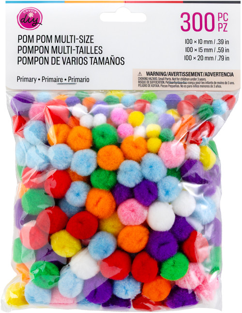 6 Pack - CousinDIY Pom-Poms Multi-Size 300/Pkg-Primary - 5A002XWX-1GYKZ - 191648181340