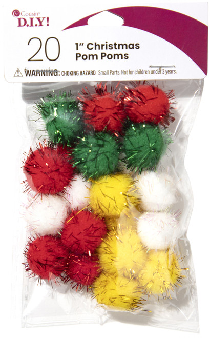 6 Pack - CousinDIY Pom-Poms 1" 20/Pkg-Christmas Darks - 40000814 - 191648096293