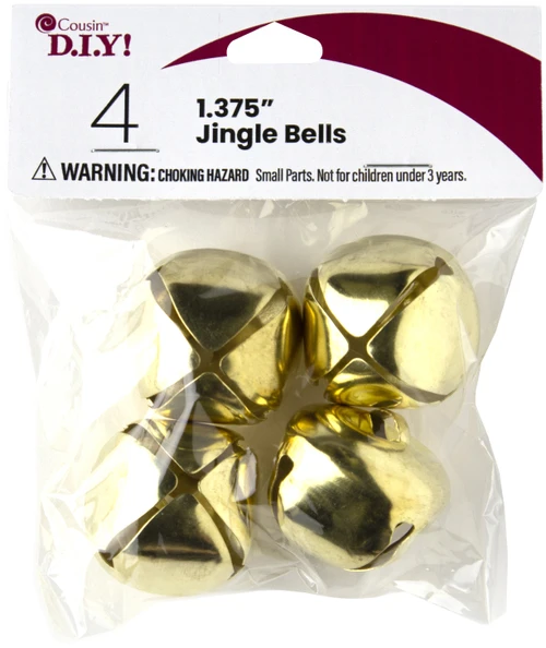 6 Pack - CousinDIY Jingle Bells 1.375" 4/Pkg-Gold - 40000629-629 - 191648094923