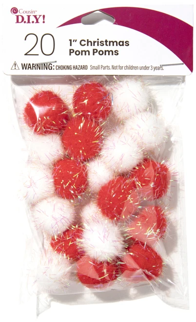 6 Pack - CousinDIY Pom-Poms 1" 20/Pkg-Christmas Lights - 40000817 - 191648096323