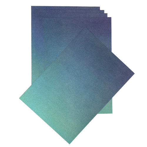 6 Pack - Craft Perfect Ombre Glitter Cardstock 8.5"X11"-Under The Sea - OMBREGLT-8921E