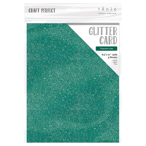 6 Pack - Craft Perfect Glitter Cardstock 8.5"X11"-Turquoise Lake - GLTTRCRD-9974E - 5060517149741