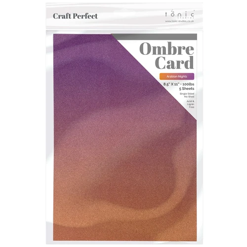 6 Pack - Craft Perfect Ombre Glitter Cardstock 8.5"X11"-Arabian Nights - OMBREGLT-8925E - 841079189254